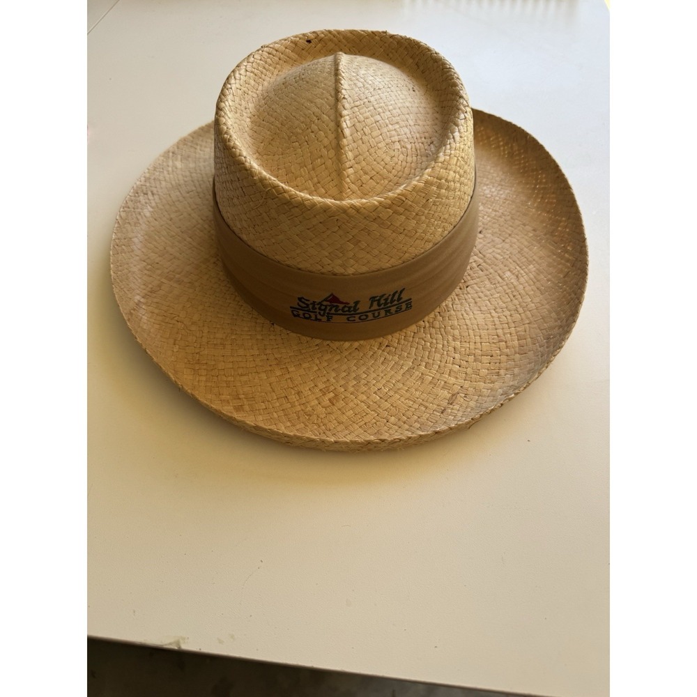 Firethorn‎ Straw Sun Hat – Signal Hill Golf Course Embroidered Wide Brim